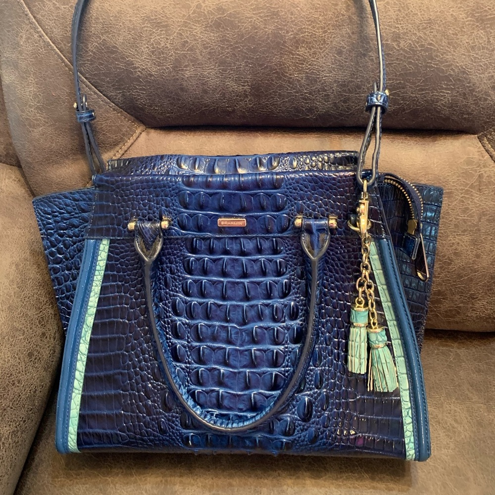 Brahmin Royal Blue and Turquoise Priscilla Bag